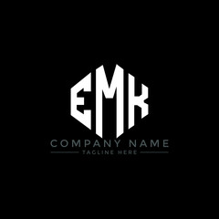 Fototapeta premium EMK letter logo design with polygon shape. EMK polygon logo monogram. EMK cube logo design. EMK hexagon vector logo template white and black colors. EMK monogram, EMK business and real estate logo. 