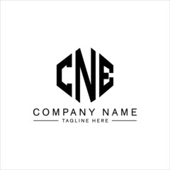 CNE letter logo design with polygon shape. CNE polygon logo monogram. CNE cube logo design. CNE hexagon vector logo template white and black colors. CNE monogram, CNE business and real estate logo. 