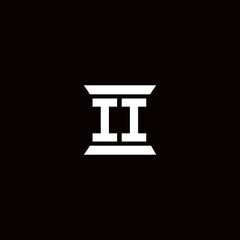 II logo initial letter monogram with pillar shape design template isolated in black background