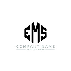 EMS letter logo design with polygon shape. EMS polygon logo monogram. EMS cube logo design. EMS hexagon vector logo template white and black colors. EMS monogram, EMS business and real estate logo. 