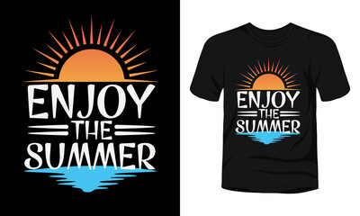 "Enjoy the summer" typography summer t-shirt design.