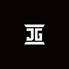 JG Logo monogram with pillar shape designs template