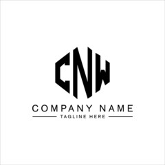 Fototapeta premium CNW letter logo design with polygon shape. CNW polygon logo monogram. CNW cube logo design. CNW hexagon vector logo template white and black colors. CNW monogram, CNW business and real estate logo. 