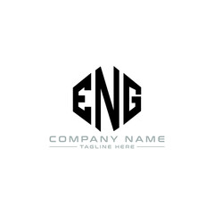 ENG letter logo design with polygon shape. ENG polygon logo monogram. ENG cube logo design. ENG hexagon vector logo template white and black colors. ENG monogram, ENG business and real estate logo. 