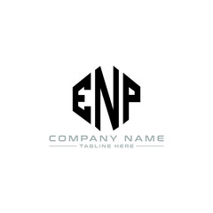 ENP letter logo design with polygon shape. ENP polygon logo monogram. ENP cube logo design. ENP hexagon vector logo template white and black colors. ENP monogram, ENP business and real estate logo. 