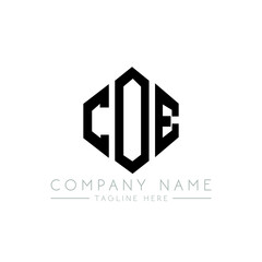 COE letter logo design with polygon shape. COE polygon logo monogram. COE cube logo design. COE hexagon vector logo template white and black colors. COE monogram, COE business and real estate logo. 