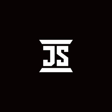 JS Logo monogram with pillar shape designs template