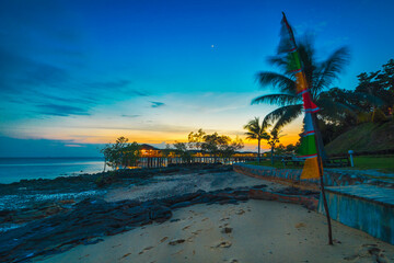 Beautiful sunset on Barelang Beach  resort of Batam Island