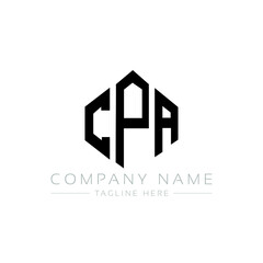 CPA letter logo design with polygon shape. CPA polygon logo monogram. CPA cube logo design. CPA hexagon vector logo template white and black colors. CPA monogram, CPA business and real estate logo. 