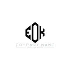EOK letter logo design with polygon shape. EOK polygon logo monogram. EOK cube logo design. EOK hexagon vector logo template white and black colors. EOK monogram, EOK business and real estate logo. 