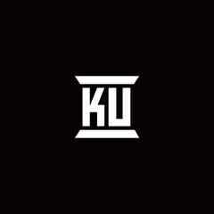 KU Logo monogram with pillar shape designs template