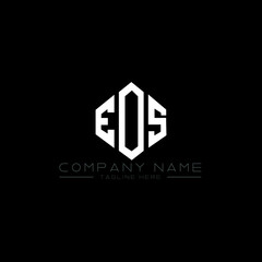 EOS letter logo design with polygon shape. EOS polygon logo monogram. EOS cube logo design. EOS hexagon vector logo template white and black colors. EOS monogram, EOS business and real estate logo. 