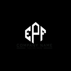 EPF letter logo design with polygon shape. EPF polygon logo monogram. EPF cube logo design. EPF hexagon vector logo template white and black colors. EPF monogram, EPF business and real estate logo. 