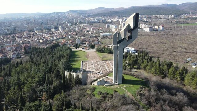 Aerial view of Memorial complex The Defenders of Stara Zagora, Bulgaria