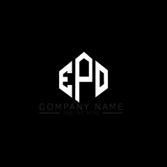 EPO letter logo design with polygon shape. EPO polygon logo monogram. EPO cube logo design. EPO hexagon vector logo template white and black colors. EPO monogram, EPO business and real estate logo. 