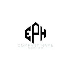 EPH letter logo design with polygon shape. EPH polygon logo monogram. EPH cube logo design. EPH hexagon vector logo template white and black colors. EPH monogram, EPH business and real estate logo. 