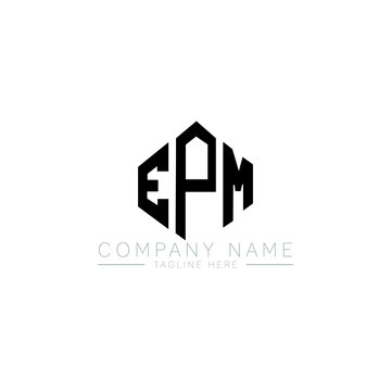 EPM letter logo design with polygon shape. EPM polygon logo monogram. EPM cube logo design. EPM hexagon vector logo template white and black colors. EPM monogram, EPM business and real estate logo. 