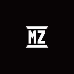 MZ Logo monogram with pillar shape designs template