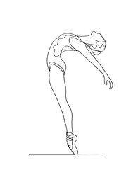 Ballet Dancer ballerina in Continuous Line Art Drawing. Vector  © kowitstockphoto