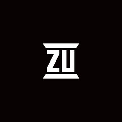 ZU Logo monogram with pillar shape designs template