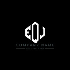 EQJ letter logo design with polygon shape. EQJ polygon logo monogram. EQJ cube logo design. EQJ hexagon vector logo template white and black colors. EQJ monogram, EQJ business and real estate logo. 