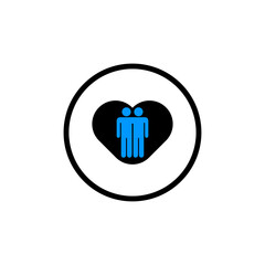 Mutual friendship icon in circle
