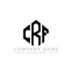 CRF letter logo design with polygon shape. CRF polygon logo monogram. CRF cube logo design. CRF hexagon vector logo template white and black colors. CRF monogram, CRF business and real estate logo. 