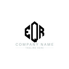 EQR letter logo design with polygon shape. EQR polygon logo monogram. EQR cube logo design. EQR hexagon vector logo template white and black colors. EQR monogram, EQR business and real estate logo. 