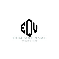 EQV letter logo design with polygon shape. EQV polygon logo monogram. EQV cube logo design. EQV hexagon vector logo template white and black colors. EQV monogram, EQV business and real estate logo. 