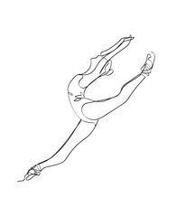 Ballet Dancer ballerina in Continuous Line Art Drawing. Vector 