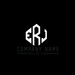 ERJ letter logo design with polygon shape. ERJ polygon logo monogram. ERJ cube logo design. ERJ hexagon vector logo template white and black colors. ERJ monogram, ERJ business and real estate logo. 