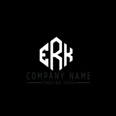 Obraz premium ERK letter logo design with polygon shape. ERK polygon logo monogram. ERK cube logo design. ERK hexagon vector logo template white and black colors. ERK monogram, ERK business and real estate logo. 