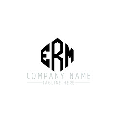 ERM letter logo design with polygon shape. ERM polygon logo monogram. ERM cube logo design. ERM hexagon vector logo template white and black colors. ERM monogram, ERM business and real estate logo. 