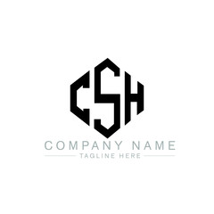 CSH letter logo design with polygon shape. CSH polygon logo monogram. CSH cube logo design. CSH hexagon vector logo template white and black colors. CSH monogram, CSH business and real estate logo. 