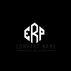 ERP letter logo design with polygon shape. ERP polygon logo monogram. ERP cube logo design. ERP hexagon vector logo template white and black colors. ERP monogram, ERP business and real estate logo. 