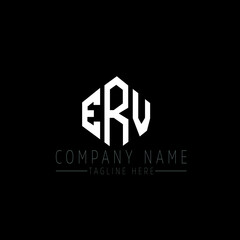 ERV letter logo design with polygon shape. ERV polygon logo monogram. ERV cube logo design. ERV hexagon vector logo template white and black colors. ERV monogram, ERV business and real estate logo. 