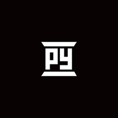 PY Logo monogram with pillar shape designs template