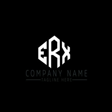 ERX letter logo design with polygon shape. ERX polygon logo monogram. ERX cube logo design. ERX hexagon vector logo template white and black colors. ERX monogram, ERX business and real estate logo. 