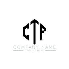 CTF letter logo design with polygon shape. CTF polygon logo monogram. CTF cube logo design. CTF hexagon vector logo template white and black colors. CTF monogram, CTF business and real estate logo. 