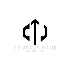 CTJ letter logo design with polygon shape. CTJ polygon logo monogram. CTJ cube logo design. CTJ hexagon vector logo template white and black colors. CTJ monogram, CTJ business and real estate logo. 