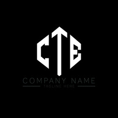 CTE letter logo design with polygon shape. CTE polygon logo monogram. CTE cube logo design. CTE hexagon vector logo template white and black colors. CTE monogram, CTE business and real estate logo. 