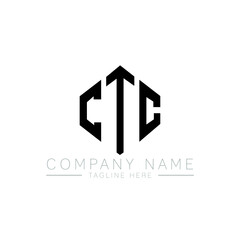 CTC letter logo design with polygon shape. CTC polygon logo monogram. CTC cube logo design. CTC hexagon vector logo template white and black colors. CTC monogram, CTC business and real estate logo. 