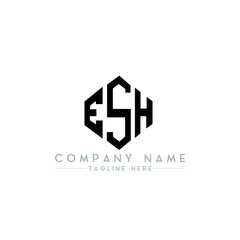ESH letter logo design with polygon shape. ESH polygon logo monogram. ESH cube logo design. ESH hexagon vector logo template white and black colors. ESH monogram, ESH business and real estate logo. 