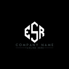 ESR letter logo design with polygon shape. ESR polygon logo monogram. ESR cube logo design. ESR hexagon vector logo template white and black colors. ESR monogram, ESR business and real estate logo. 