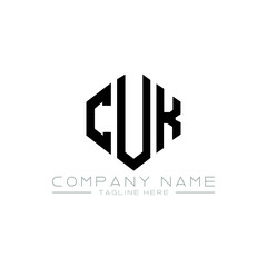 CUK letter logo design with polygon shape. CUK polygon logo monogram. CUK cube logo design. CUK hexagon vector logo template white and black colors. CUK monogram, CUK business and real estate logo. 