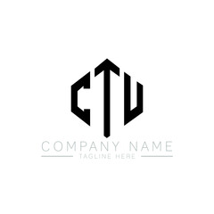 CTU letter logo design with polygon shape. CTU polygon logo monogram. CTU cube logo design. CTU hexagon vector logo template white and black colors. CTU monogram, CTU business and real estate logo. 
