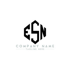 ESN letter logo design with polygon shape. ESN polygon logo monogram. ESN cube logo design. ESN hexagon vector logo template white and black colors. ESN monogram, ESN business and real estate logo. 