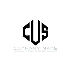 CUS letter logo design with polygon shape. CUS polygon logo monogram. CUS cube logo design. CUS hexagon vector logo template white and black colors. CUS monogram, CUS business and real estate logo. 