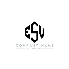 Obraz premium ESV letter logo design with polygon shape. ESV polygon logo monogram. ESV cube logo design. ESV hexagon vector logo template white and black colors. ESV monogram, ESV business and real estate logo. 