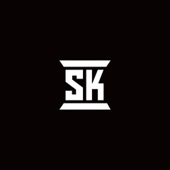 SK Logo monogram with pillar shape designs template